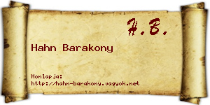 Hahn Barakony névjegykártya